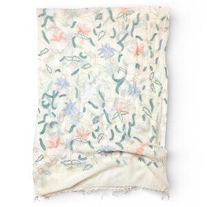 Vintage Metropolitan Museum Of Art Wool Floral Kashmiri Aari Shawl Wrap Scarf